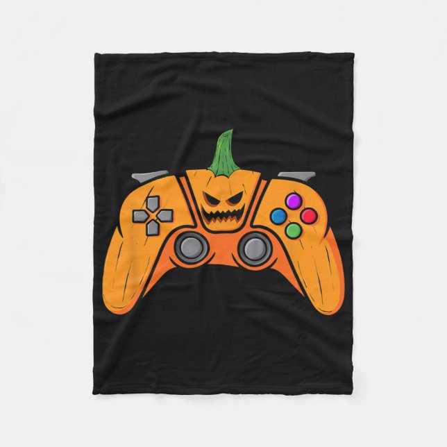 Halloween Video Game Controller With Pumpkin Face  Fleece Blanket (Front)