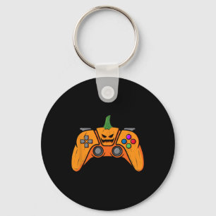 Halloween Video Game Controller With Pumpkin Face  Key Ring