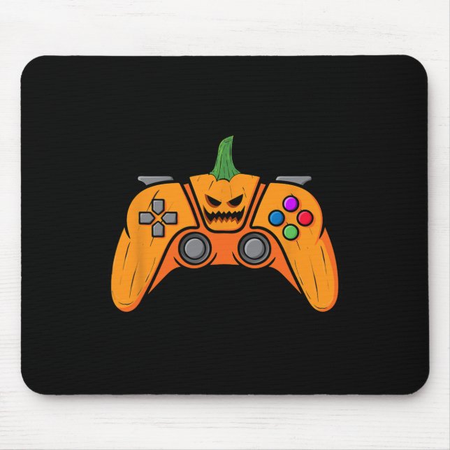 Halloween Video Game Controller With Pumpkin Face  Mouse Mat (Front)
