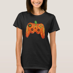 Halloween Video Game Controller With Pumpkin Face T-Shirt