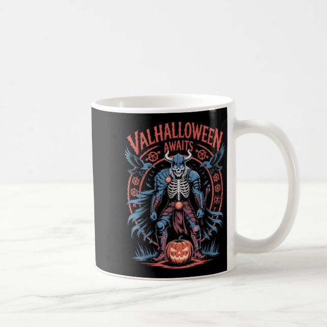 Halloween Viking Warrior - Runes And Ravens - Valh Coffee Mug (Right)