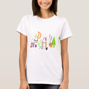halloween village custom black orange purple T-Shirt