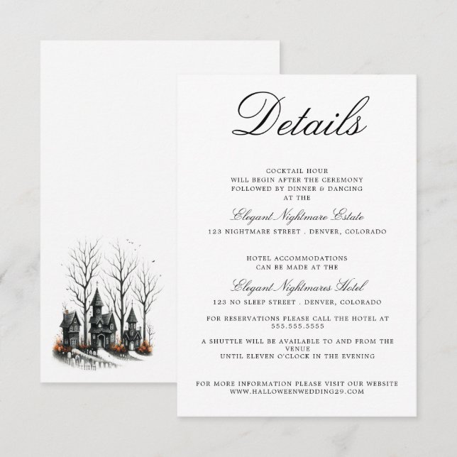 Halloween Village Wedding Enclosure Card (Front/Back)