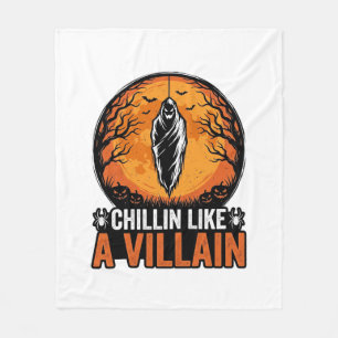 Halloween Villain Vintage Engraving Shirt Design_1 Fleece Blanket