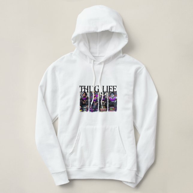 Halloween Villains Thug Life Retro Hoodie (Design Front)