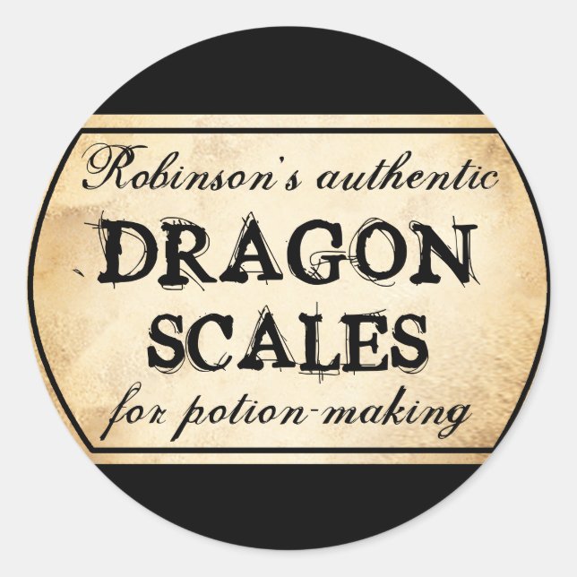 Halloween vintage apothecary dragon scales label (Front)