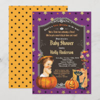 Halloween vintage baby shower retro chalkboard