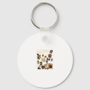 Halloween Vintage Black Cat Long Live Halloween Ta Key Ring