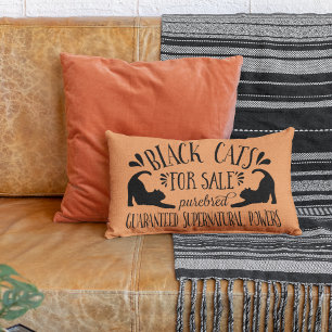 Halloween Vintage Black Cat   Orange Lumbar Cushion