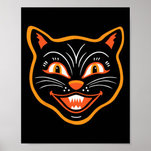 Halloween Vintage Black Cat  Poster