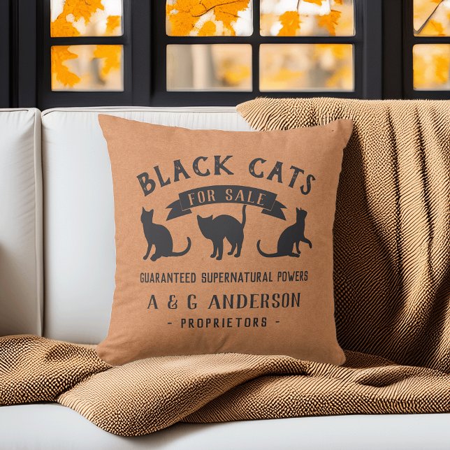Halloween Vintage Black Cats Personalised Cushion (Creator Uploaded)