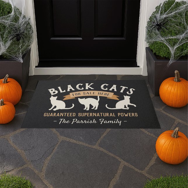 Halloween Vintage Black Cats Personalised Doormat (Creator Uploaded)