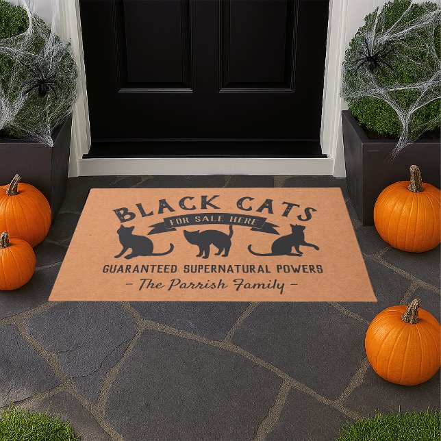 Halloween Vintage Black Cats Personalised Doormat (Creator Uploaded)