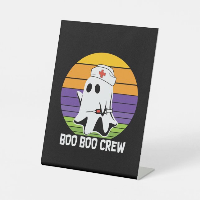 Halloween Vintage Boo Boo Crew Birthday Pedestal Sign (Front)
