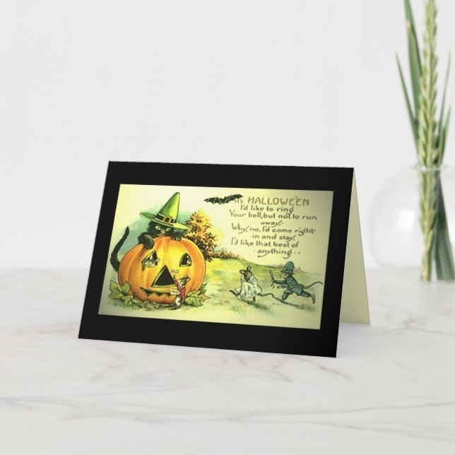 Halloween Vintage card "Funny mice cute" (Front)