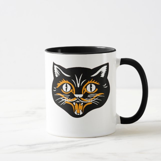 Halloween Vintage Cat Face Mug (Right)