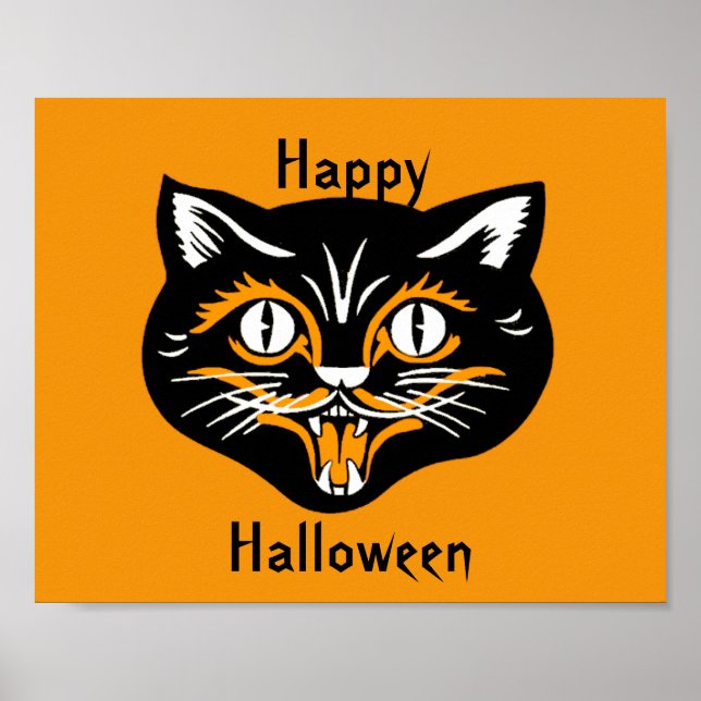 Halloween Vintage Cat Face Poster (Front)