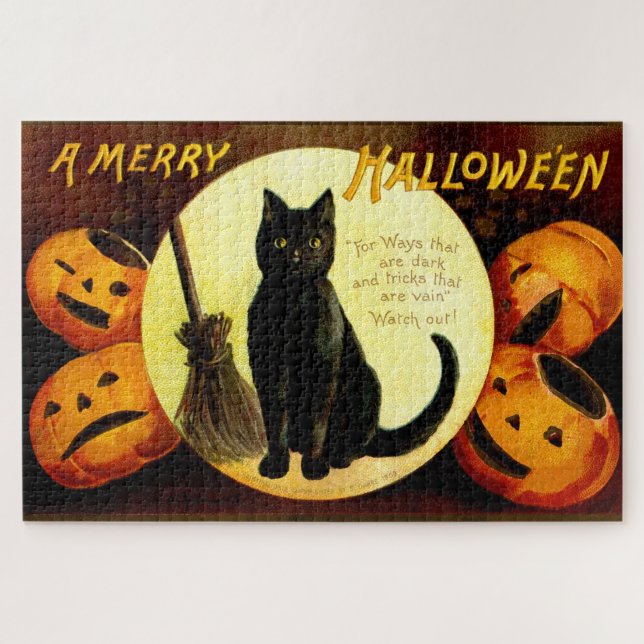 Halloween vintage cat  jigsaw puzzle (Horizontal)