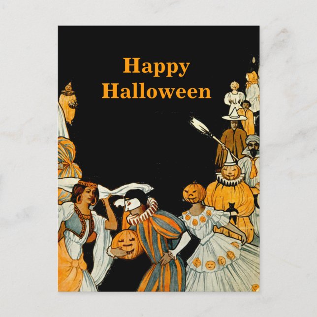 Halloween Vintage Costume Party Holiday Postcard (Front)
