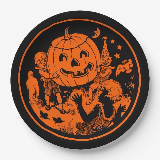 Halloween Vintage Design Paper Plate (Front)
