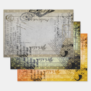 Halloween Vintage Ephamera Zombie Scary Letter Wrapping Paper Sheet