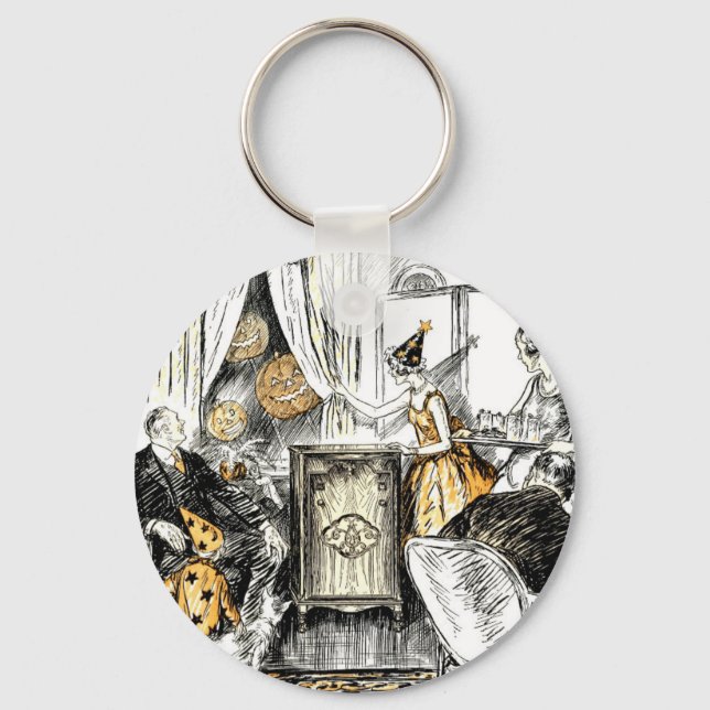 Halloween Vintage Flappers Key Ring (Front)