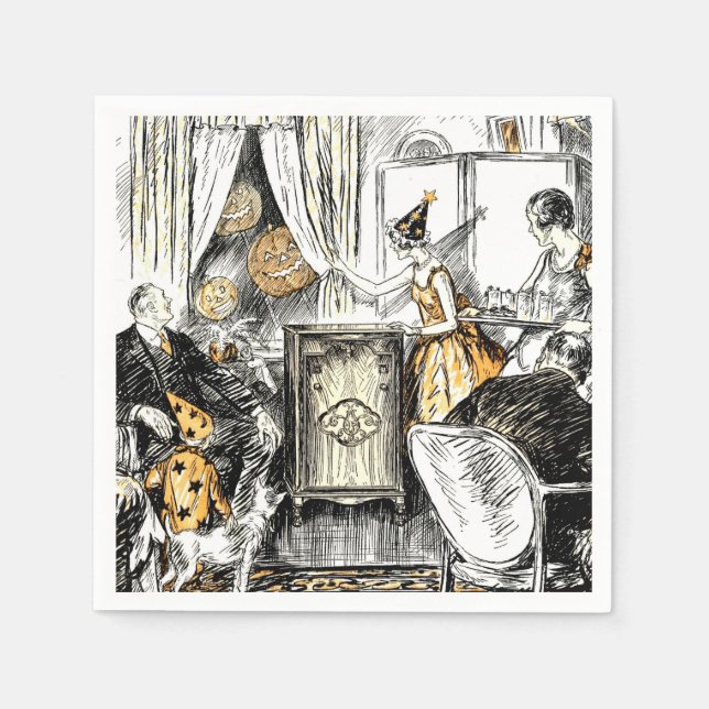 Halloween Vintage Flappers paper napkins (Front)