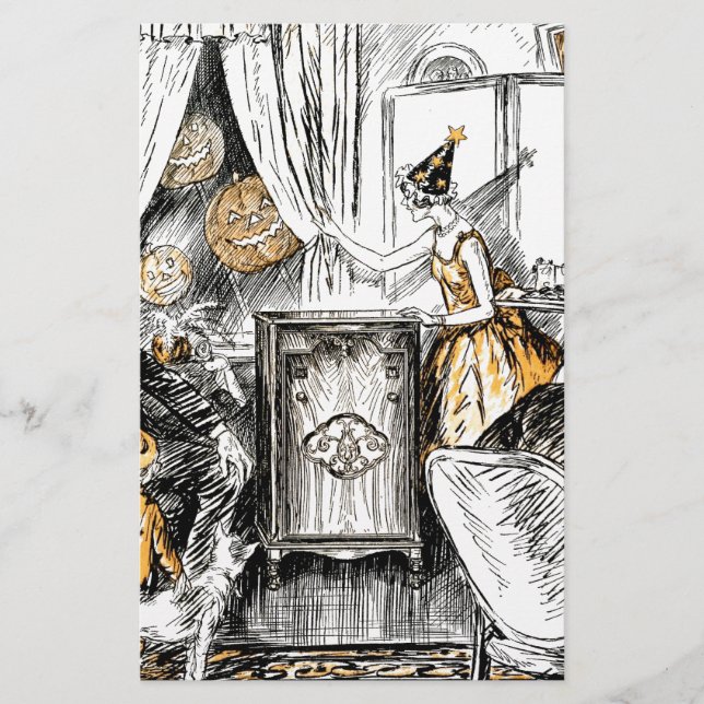Halloween Vintage Flappers Stationery (Front)