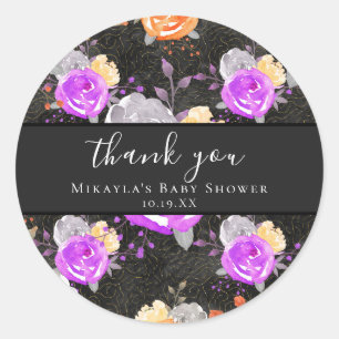 Halloween Vintage Floral Baby Shower  Classic Round Sticker