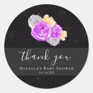 Halloween Vintage Floral Baby Shower Classic Round Sticker