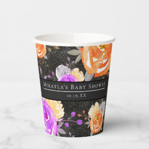 Halloween Vintage Floral Baby Shower Paper Cups