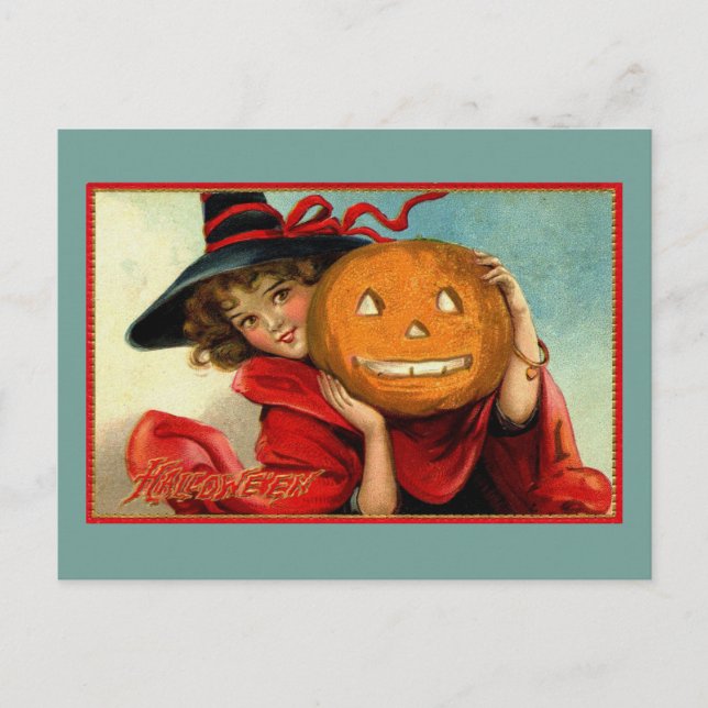 Halloween Vintage Funny Illustration Postcard (Front)
