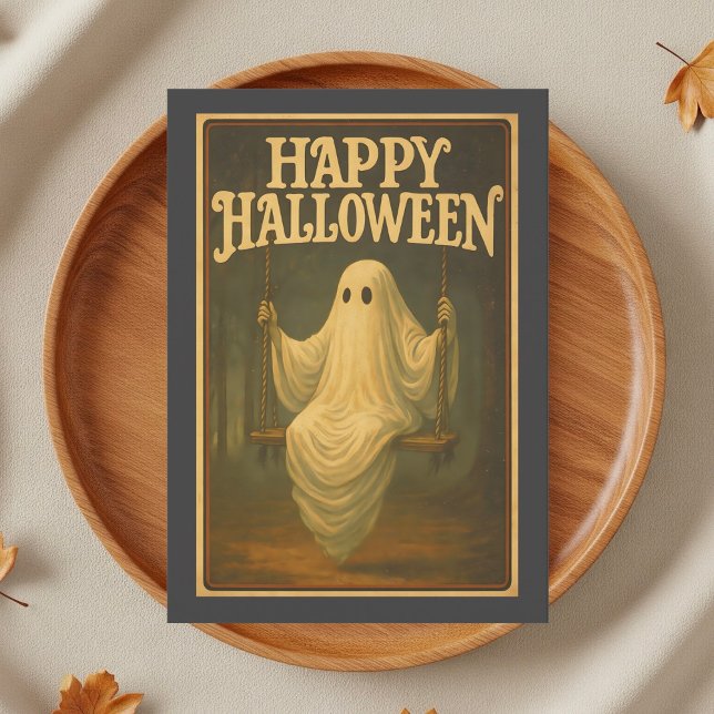 Halloween Vintage Ghost Folded Greeting Card (Creator Uploaded)