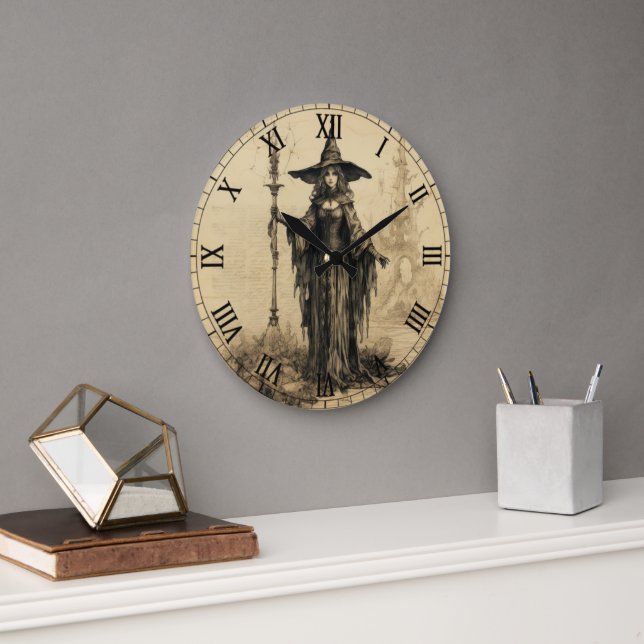  Halloween Vintage Gothic Witch Wall Clock (Office)