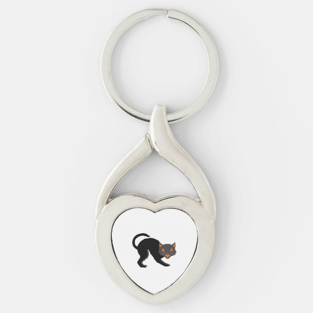Halloween Vintage Halloween Cat Key Ring (Front)