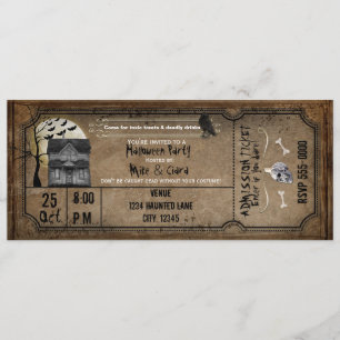 Halloween Vintage Haunted House Ticket Invitation