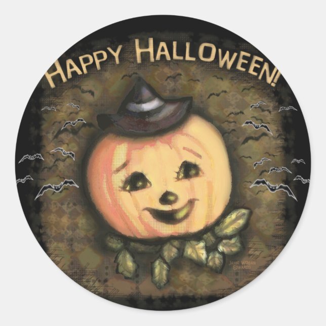 Halloween Vintage Jack O Lantern Stickers (Front)