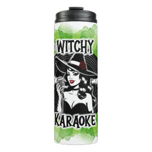 Halloween Vintage Pin-up Witchy Karaoke Thermal Tumbler