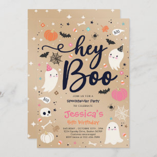 Halloween Vintage Pink Ghost Birthday Spooktacular Invitation