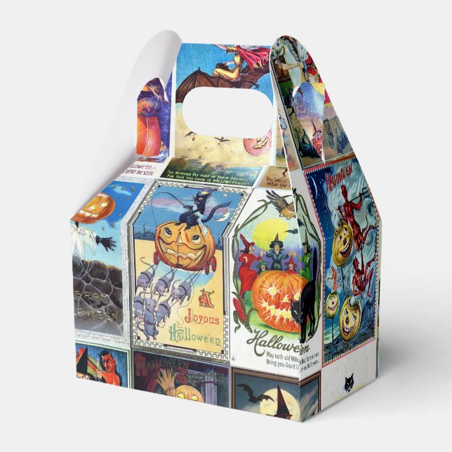 Halloween Vintage Postcard Favour Box (Back Side)