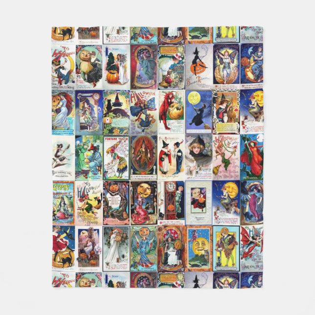 Halloween Vintage Postcard Fleece Blanket (Front)