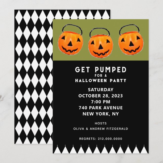Halloween Vintage Pumpkins Party  Invitation (Front/Back)