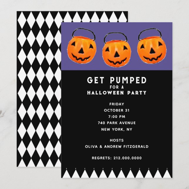 Halloween Vintage Pumpkins Party Invitation (Front/Back)