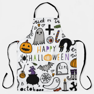 Halloween vintage set. Cute halloween icon collect Apron