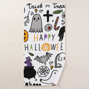 Halloween vintage set. Cute halloween icon collect Bath Towel