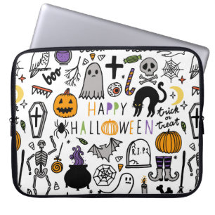 Halloween vintage set. Cute halloween icon collect Laptop Sleeve