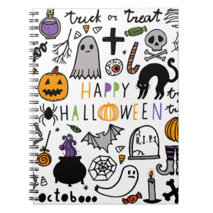Halloween vintage set. Cute halloween icon collect Notebook