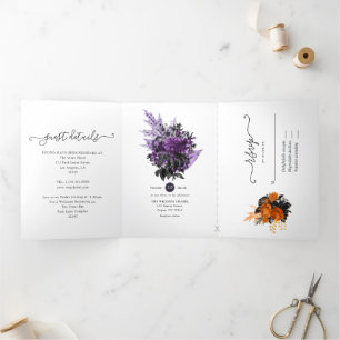 Halloween Vintage Shabby Floral Wedding Tri-Fold I