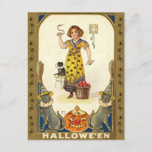 Halloween Vintage Snake Priestess Postcard