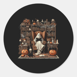 Halloween Vintage Spooky Bookish Haunted Bookstore Classic Round Sticker
